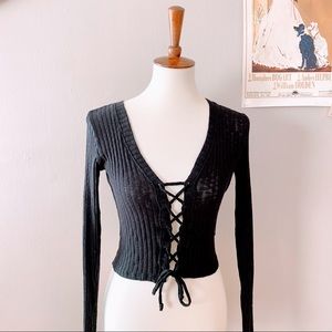 UO | Lace-up, Cropped Tee